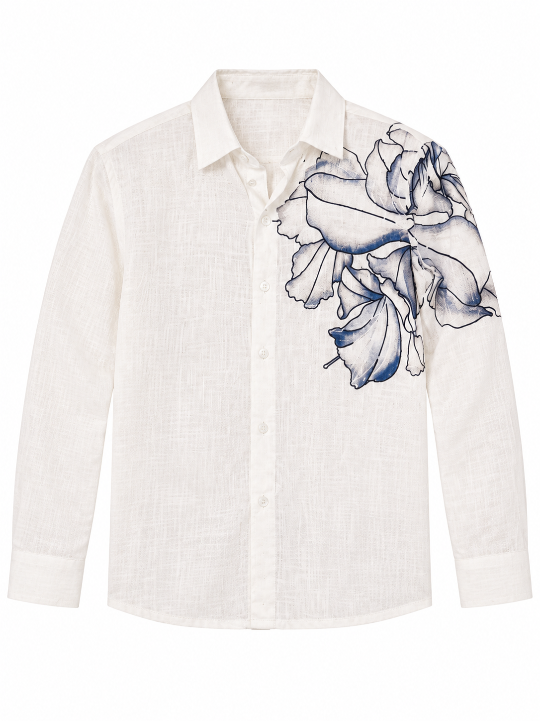 Boys Cream Floral Print Long Sleeve Shirt