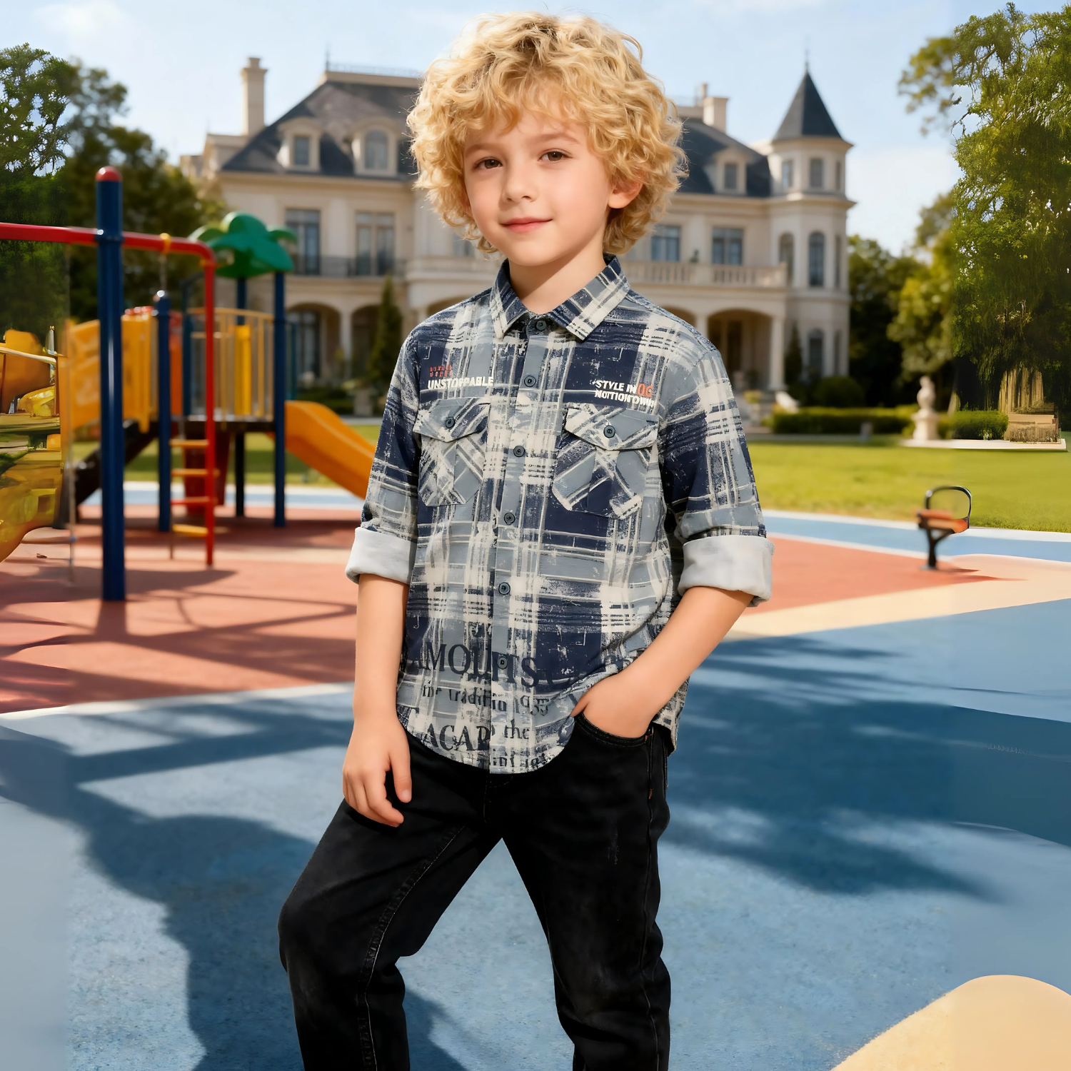 Boys All Over Printed Regular Fit Shirt
