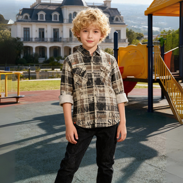 Boys All Over Printed Regular Fit Shirt