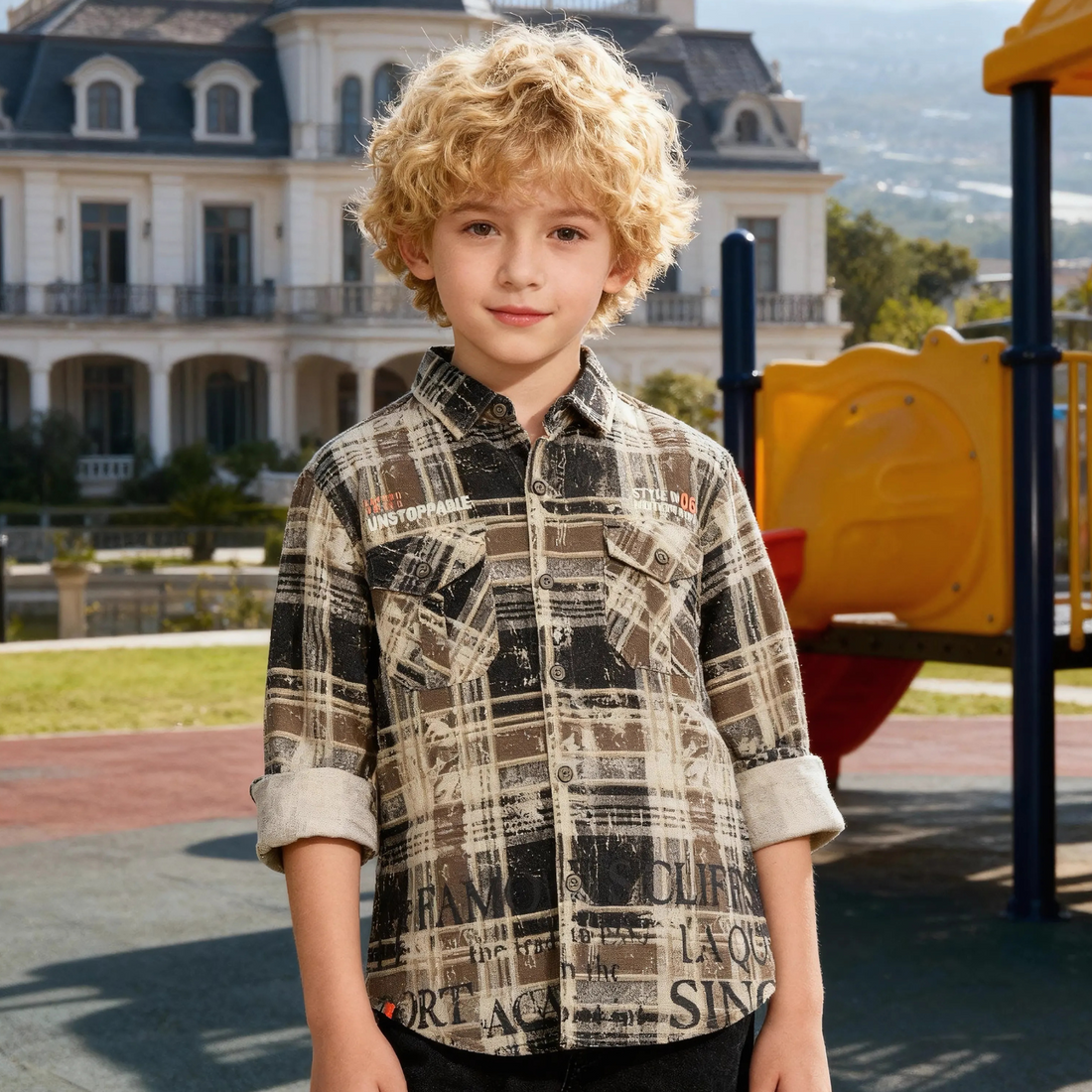 Boys All Over Printed Regular Fit Shirt
