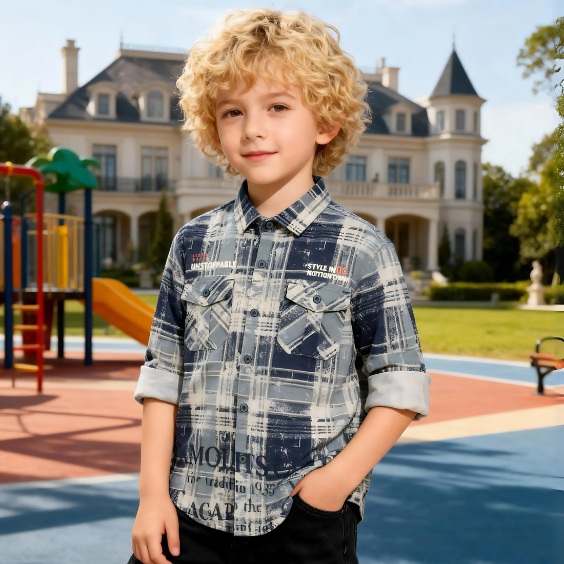 Boys All Over Printed Regular Fit Shirt