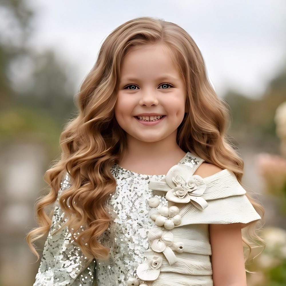 Girls Cream Stylish Western Party Frock