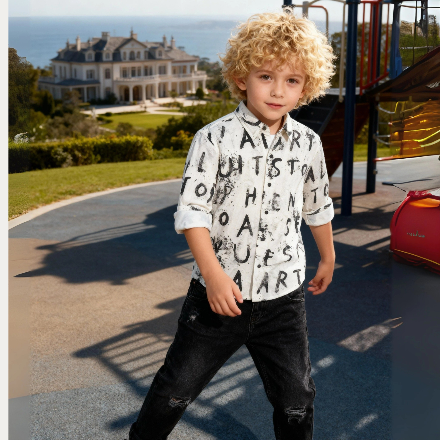 Boys typographic printed White Shirt