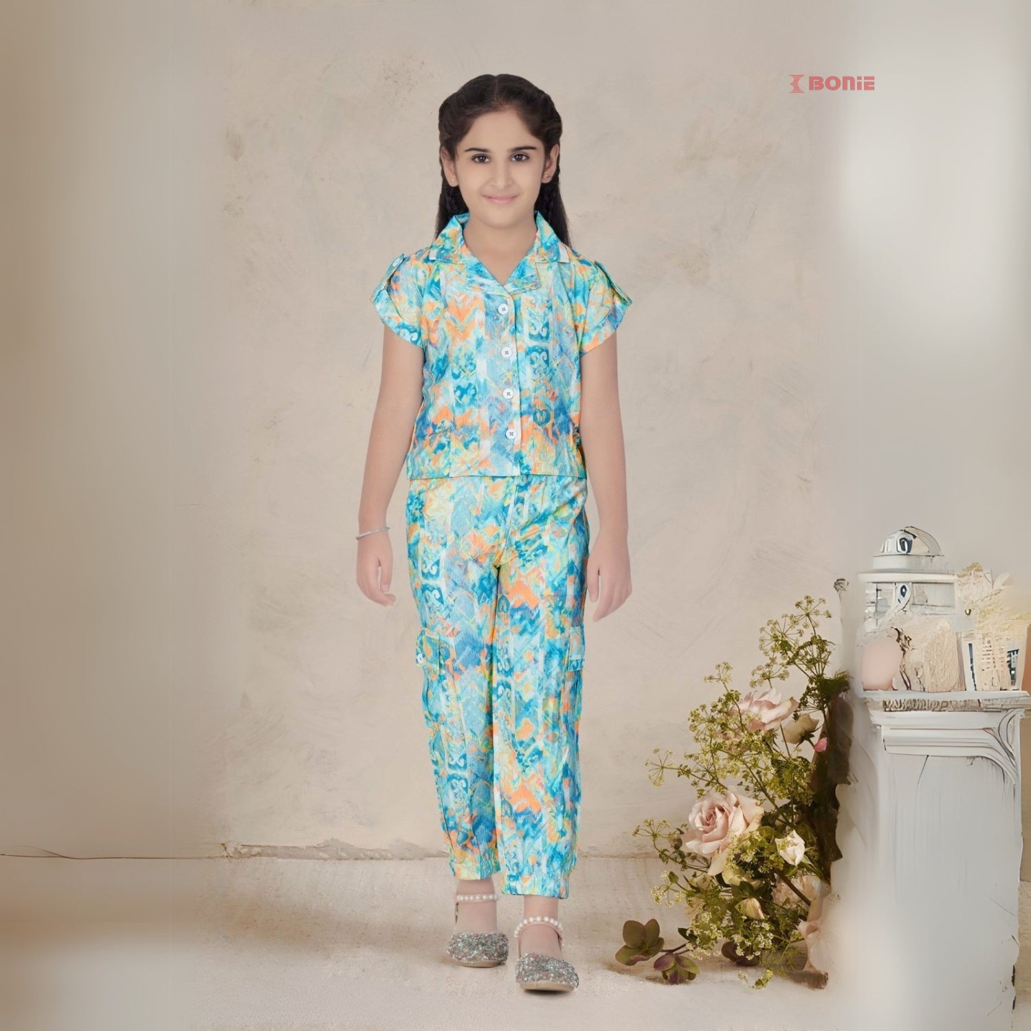Stylish Blue Printed Casual Co Ord Set