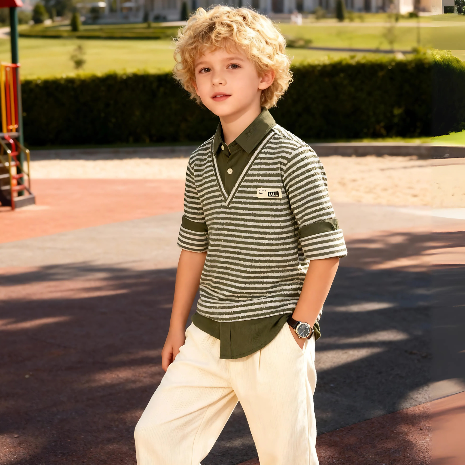 Boys Half Sleeves Stylish Black Shirt Striped