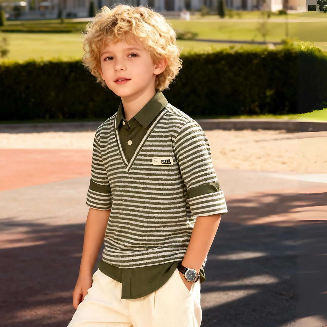 Boys Half Sleeves Stylish Black Shirt Striped