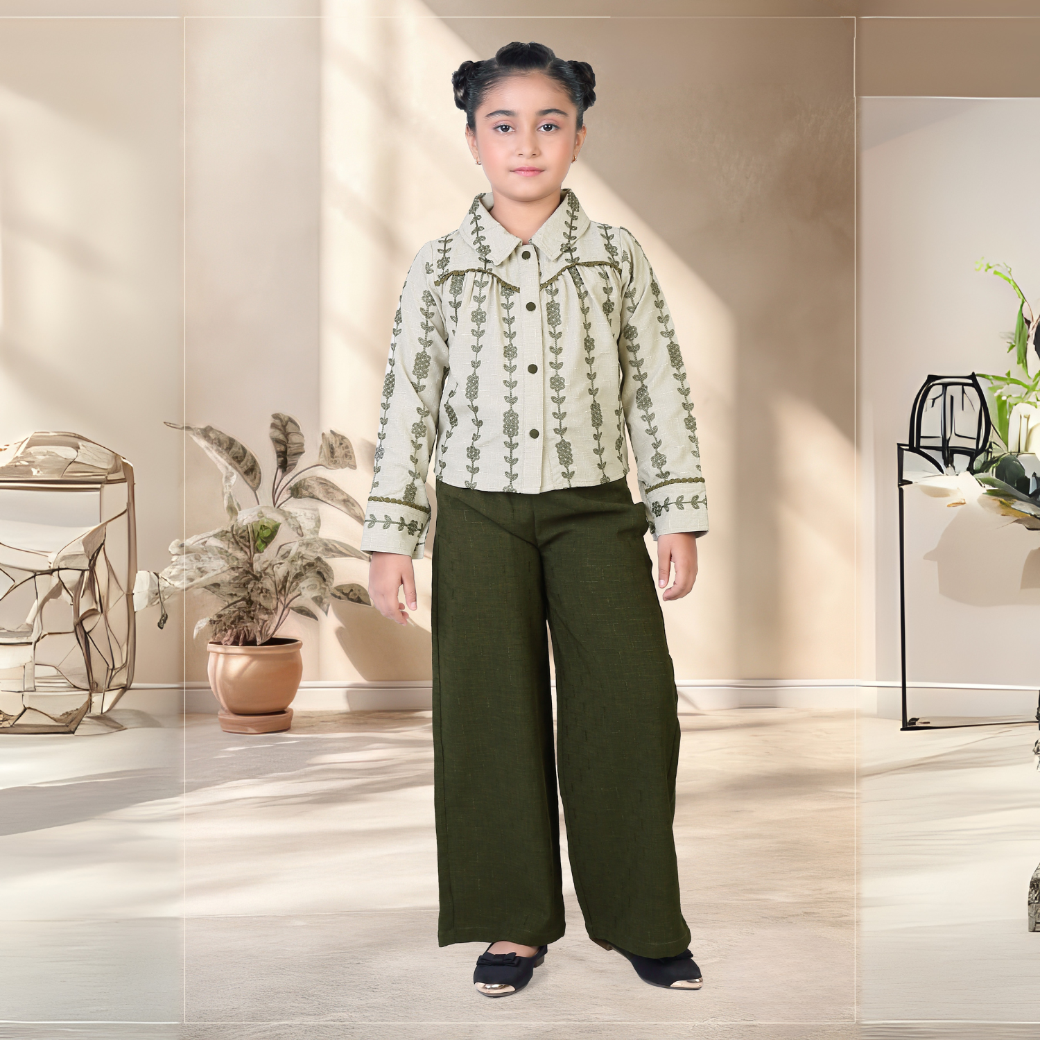 Green Colour Western Plazo Set