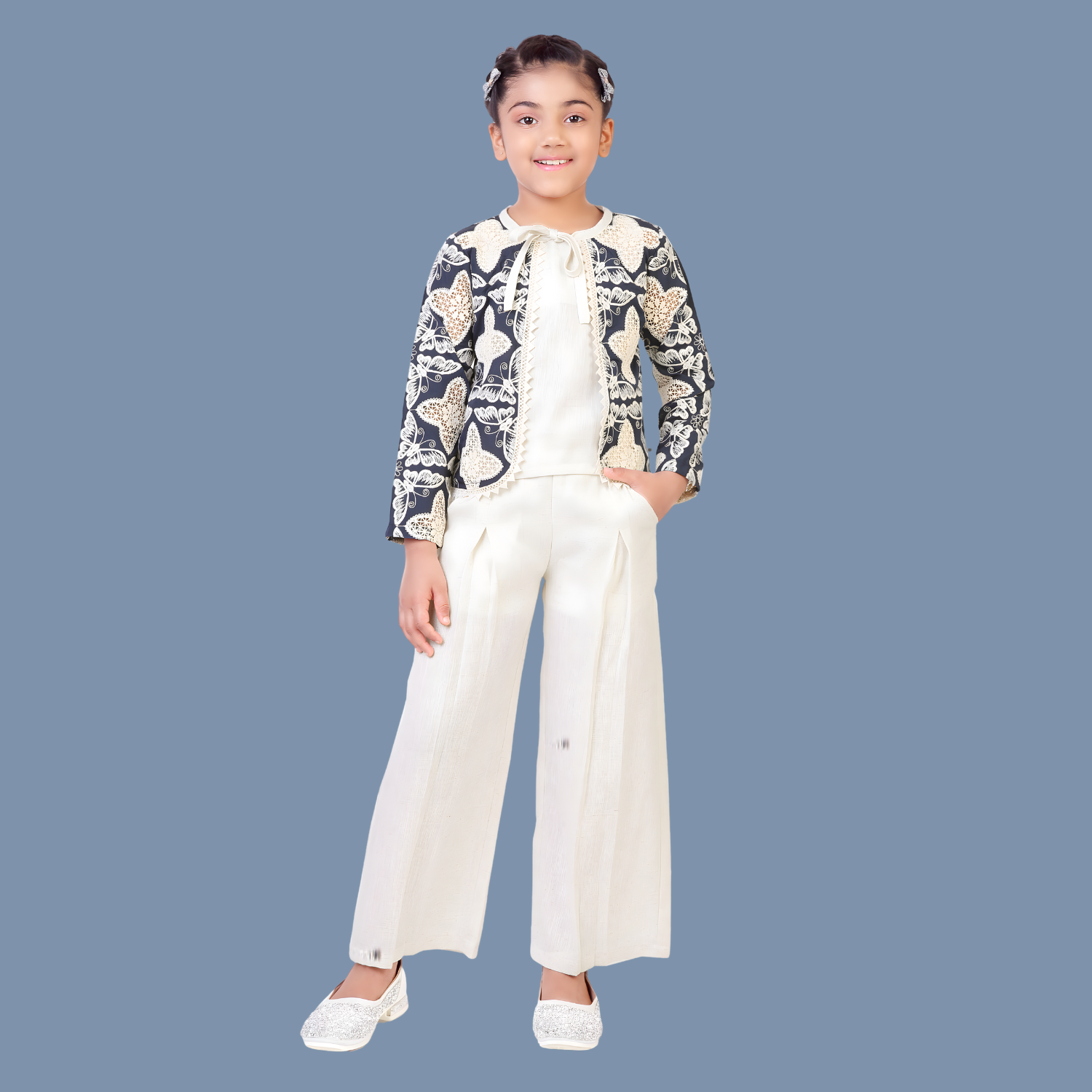 Blue Stylish Girls Top & Bottom Set