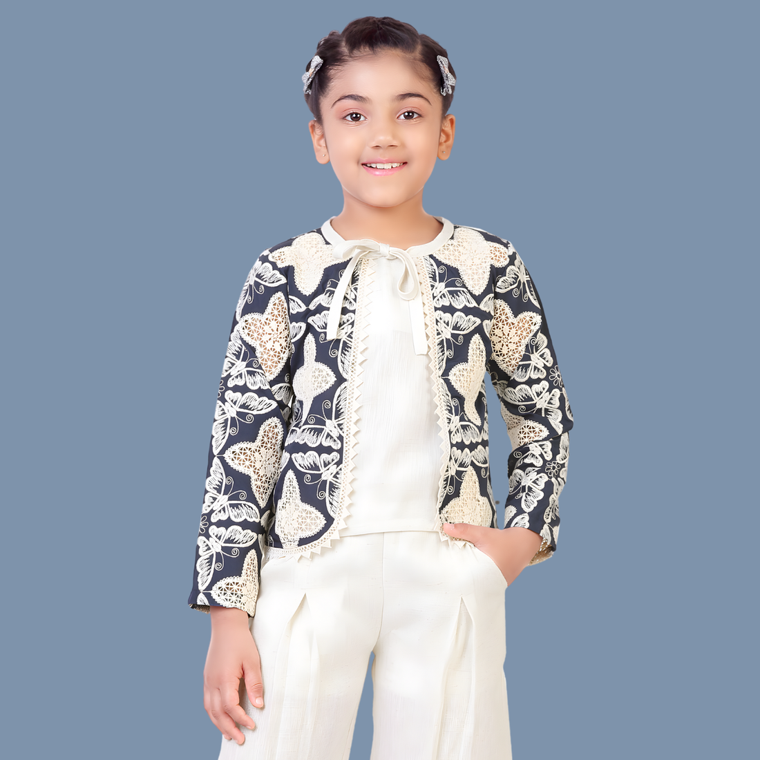 Blue Stylish Girls Top & Bottom Set