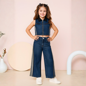 Stylish Denim Co-ord Set For Girls