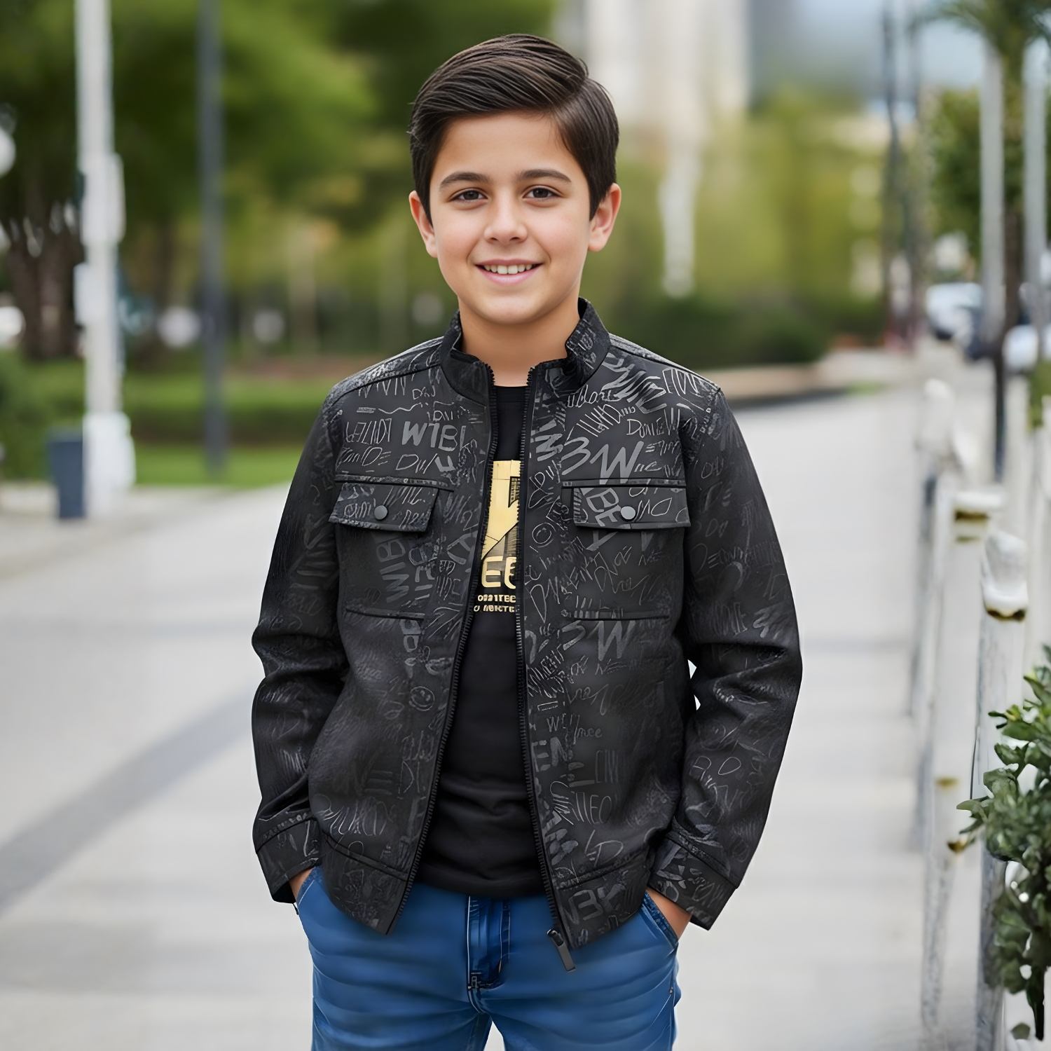 Boys Trendy Party Wear Jacket And T-Shirt