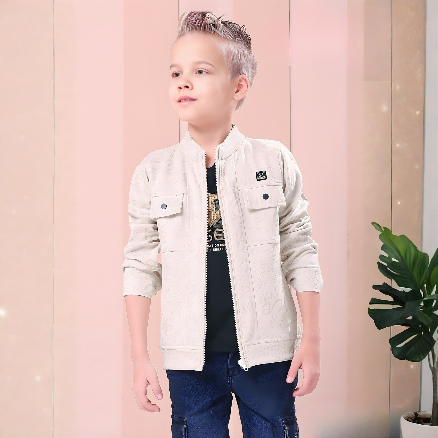 Boys Trendy Party Wear Jacket And T-Shirt