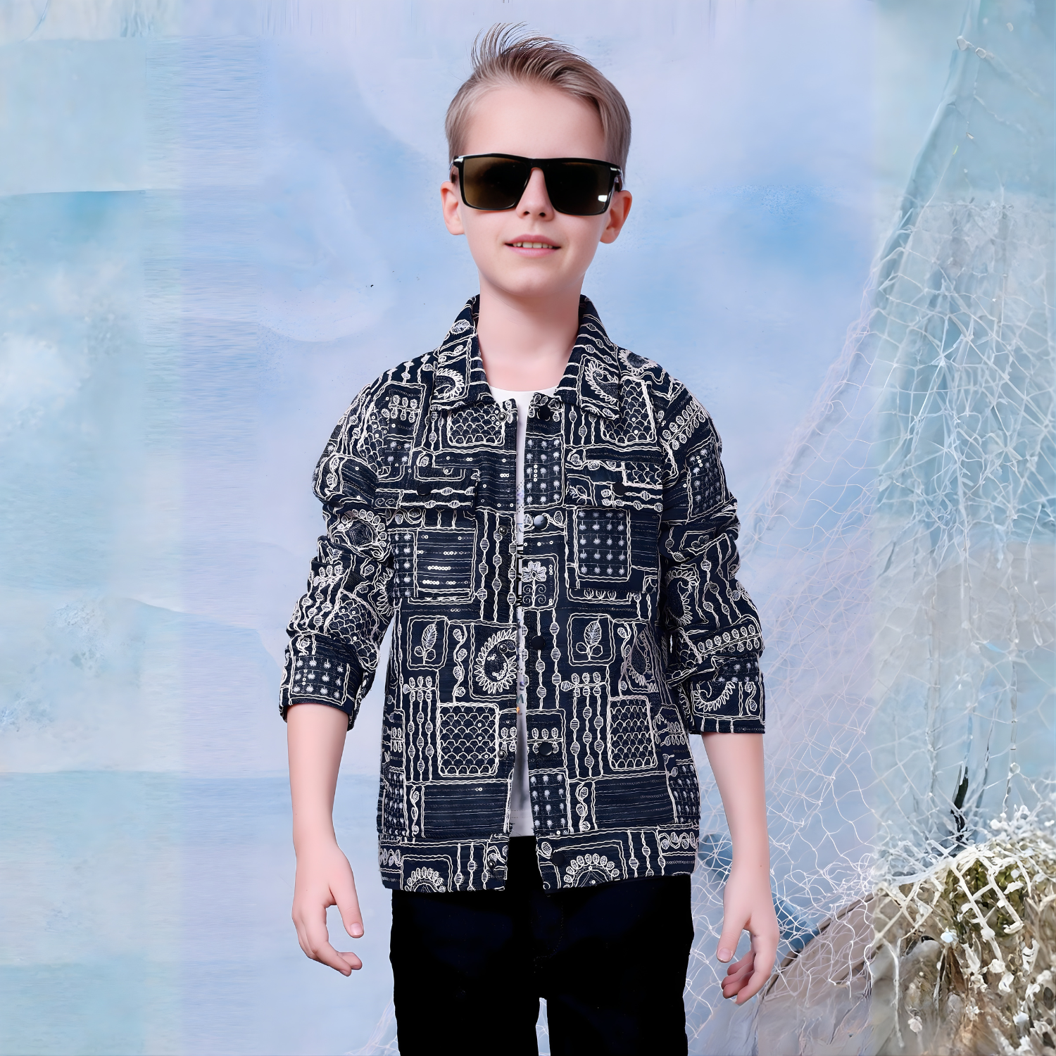Boys Trendy Party Wear Jacket And T-Shirt