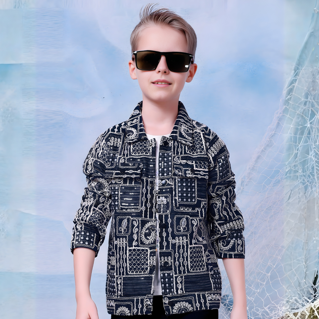 Boys Trendy Party Wear Jacket And T-Shirt