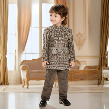 Embroidery Kids Indo Western Sherwani Set For Boys