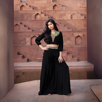 Stunning black crop top palazzo suit