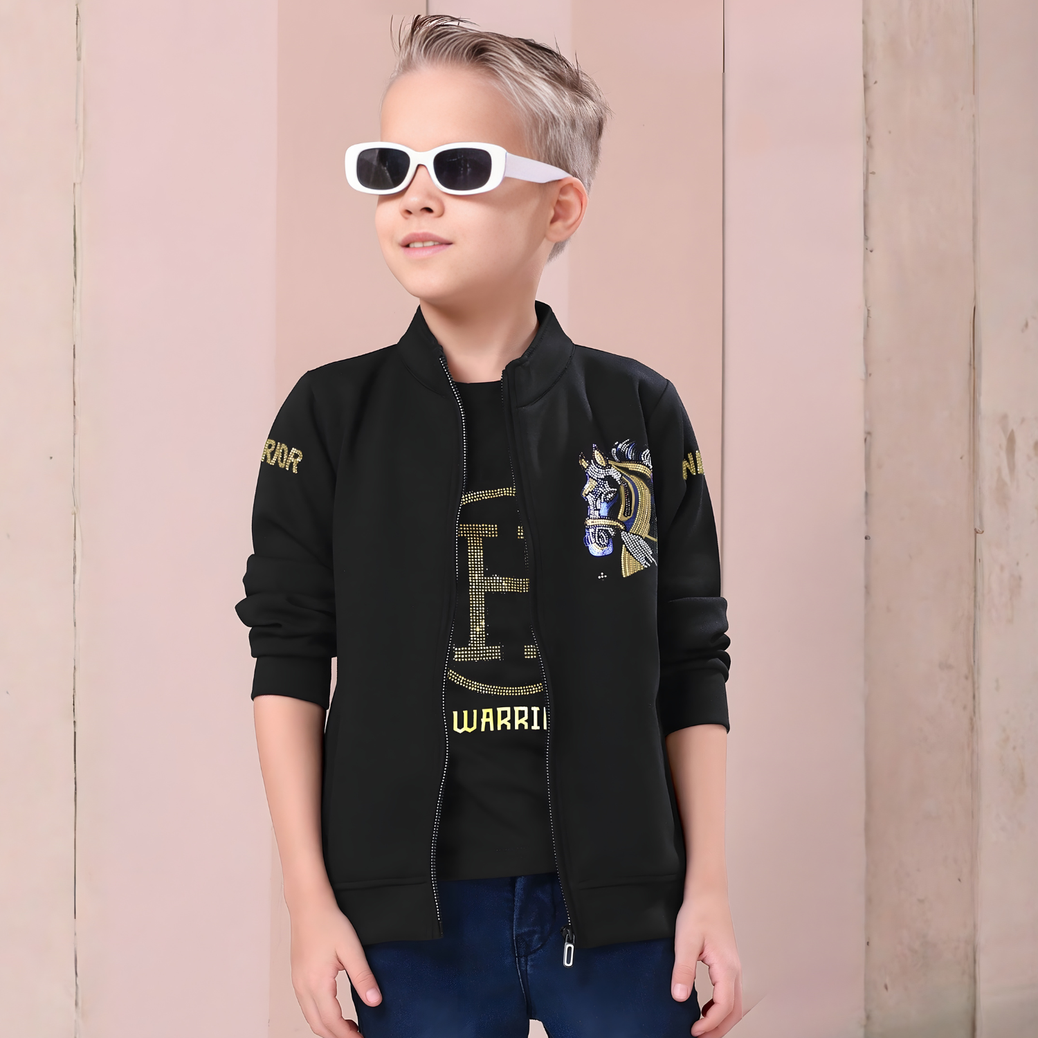 Boys Trendy Party Wear Jacket And T-Shirt