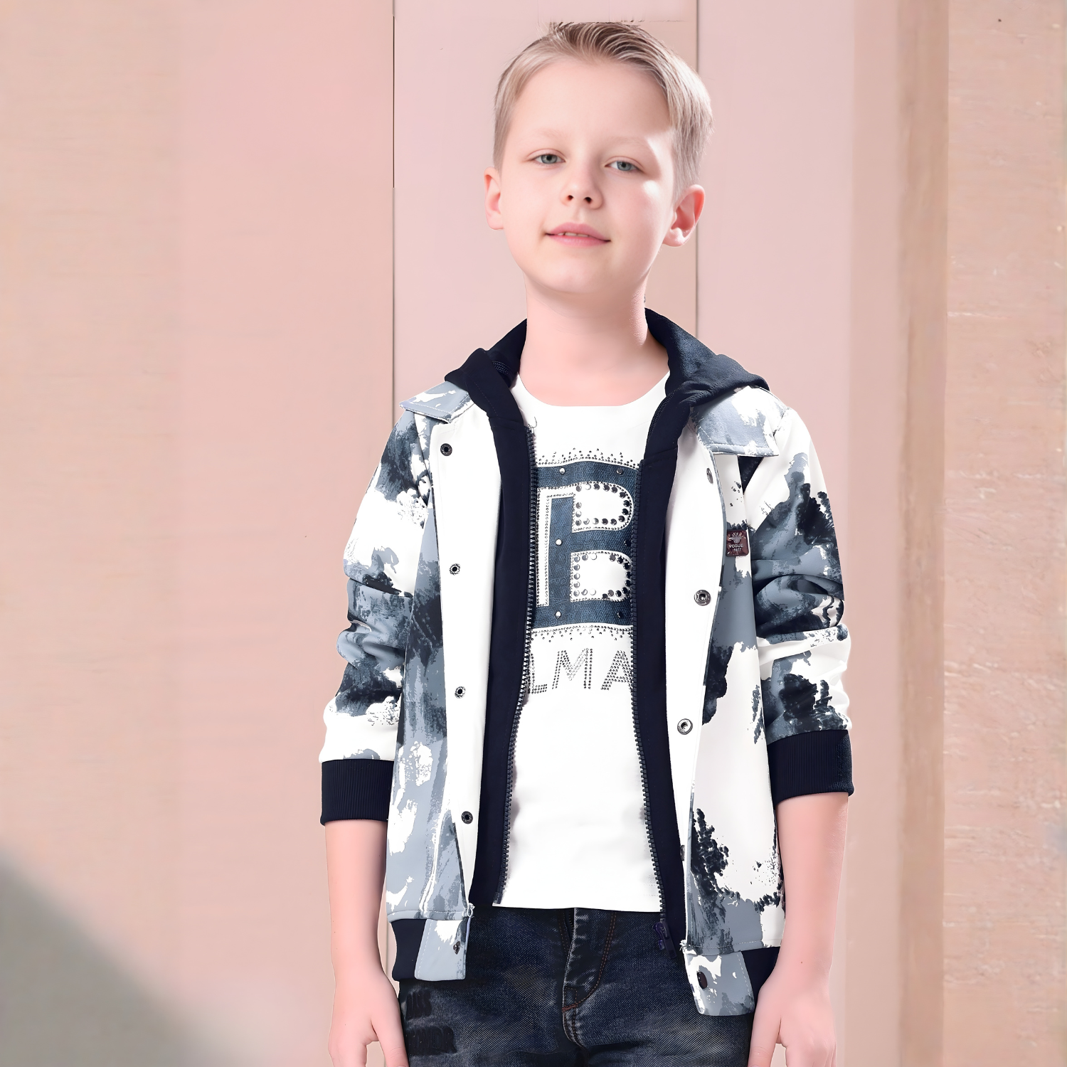 Boys Trendy Party Wear Jacket And T-Shirt