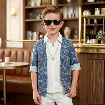 Boys Half Sleeve Cotton T-Shirt With Jacket