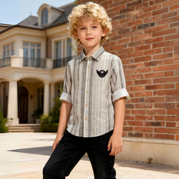 Boys Stylish Fancy Striped Long Sleeves Shirt