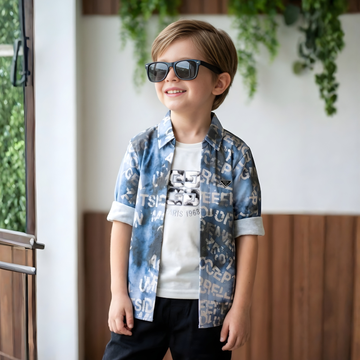 Boys Half Sleeve Cotton T-Shirt With Jacket