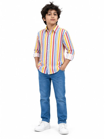 Boys Multi Striped Long Sleeve Shirt