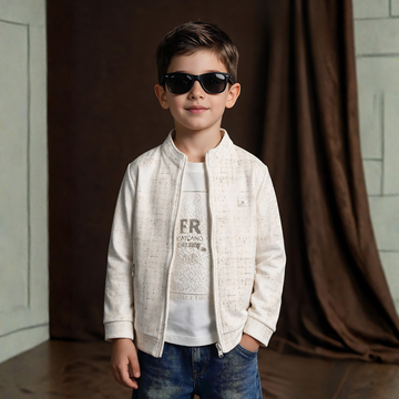 Boy's Pullover With Front Zipper And Long Sleeves Jacket
