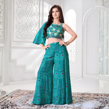 Rama green designer silk palazzo outfit