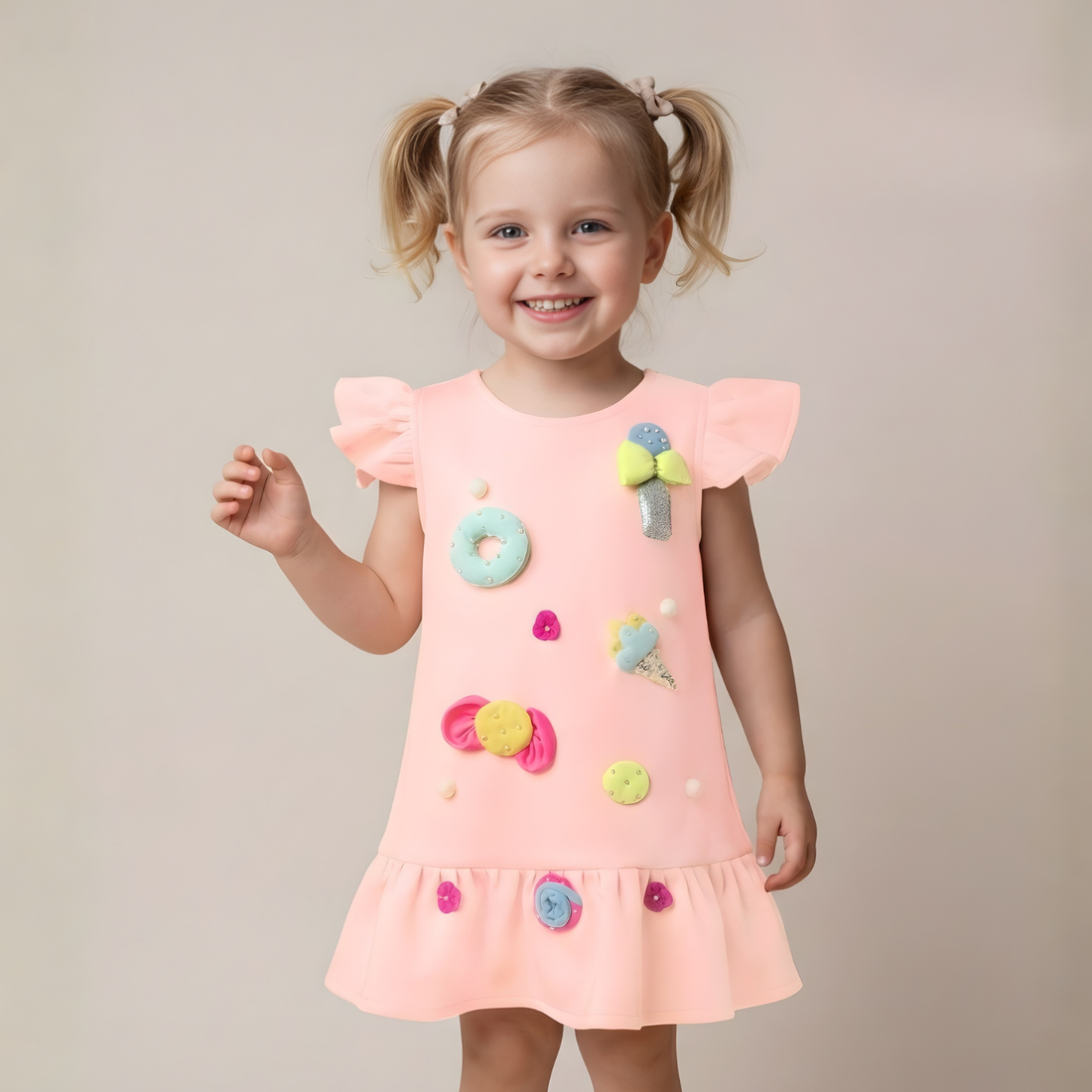 Girls Cute Stylish Short Sleeves Frock