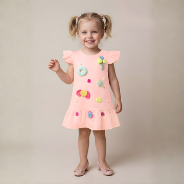 Girls Cute Stylish Short Sleeves Frock