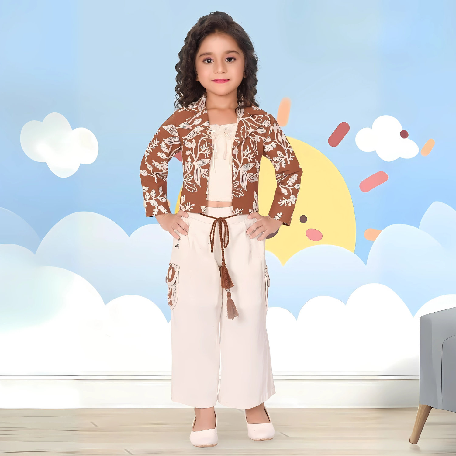 Rust Floral Printed Top and Palazzo Set