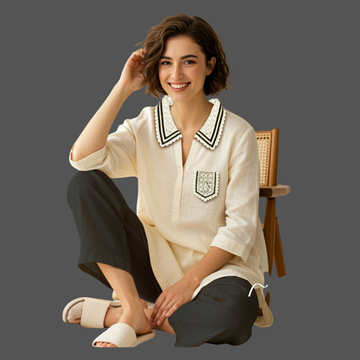Cream Women's Night Suit Set