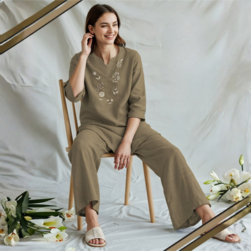 Fawn Trendy Stylish Women Cotton Night suit