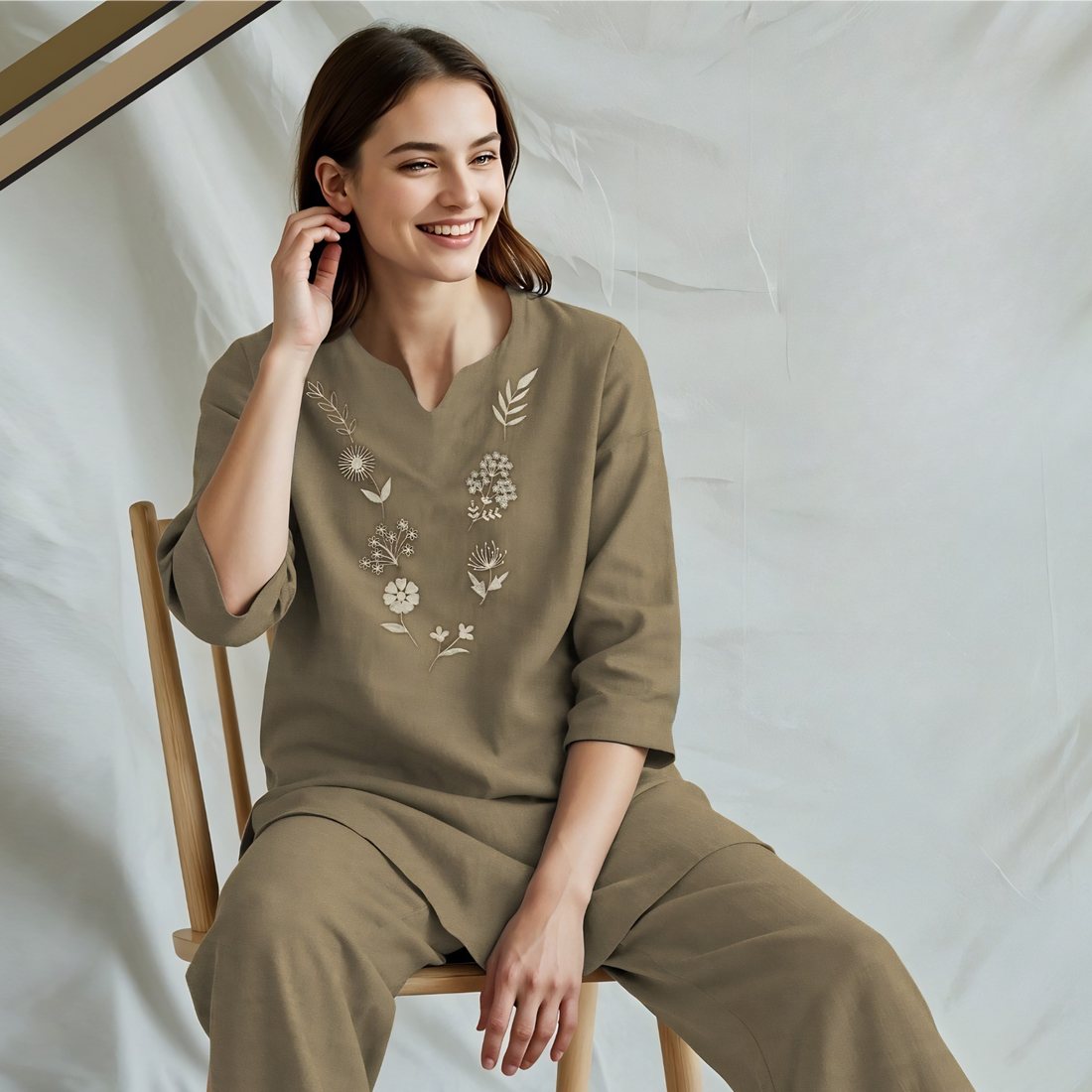 Fawn Trendy Stylish Women Cotton Night suit