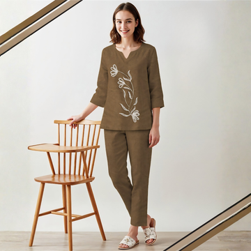 Brown Trendy Stylish Women Cotton Night suit
