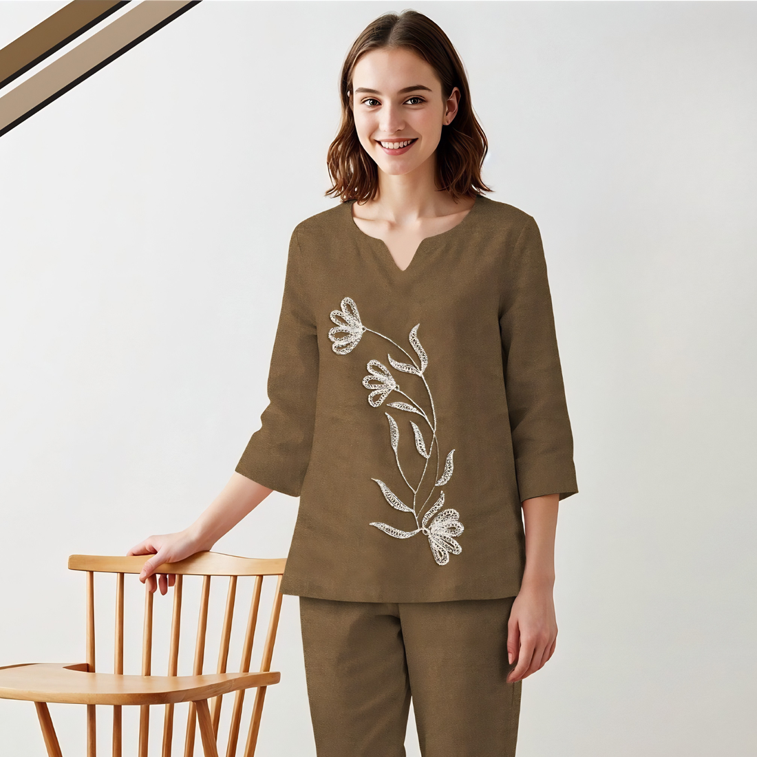 Brown Trendy Stylish Women Cotton Night suit