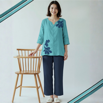 Women Green Round Neck Night Suit
