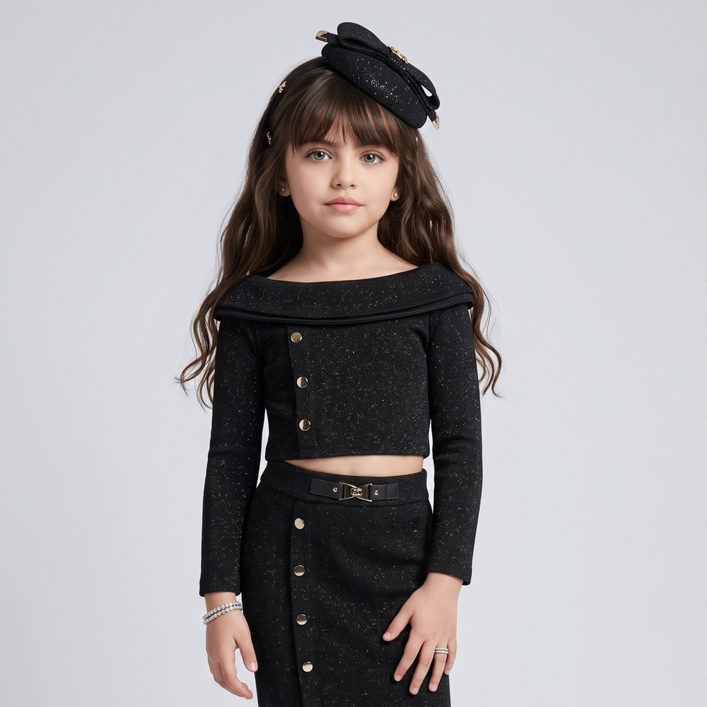 High Waist Side Slit Maxi Skirt Full Sleeve Wrap Crop Top