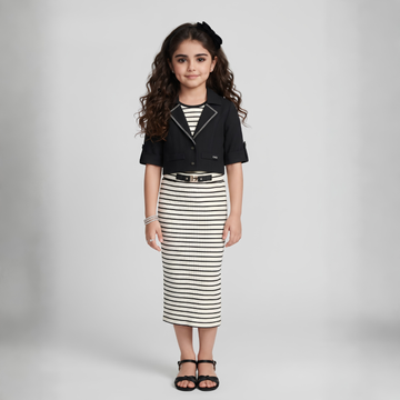 Girls Western Skirt-Top Set with Blazer