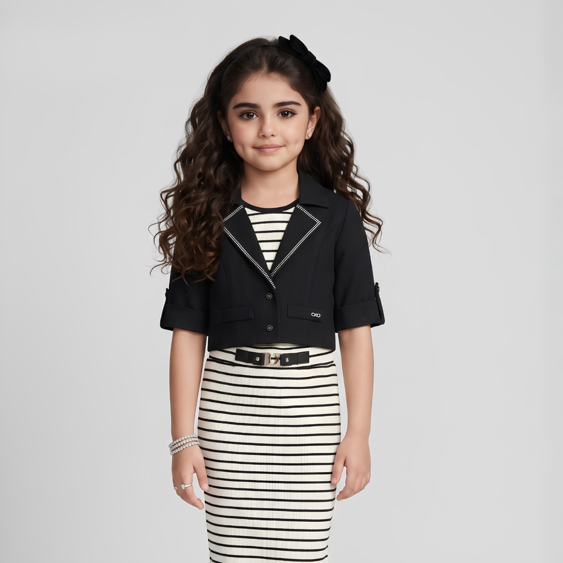 Girls Western Skirt-Top Set with Blazer