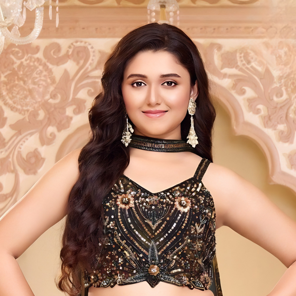 Stylish Embroidered Crop Top Lehenga with Cape Dupatta.