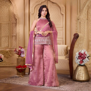Designer Embroidered Kurta Bell Bottom Set Traditional Ethnic Wear