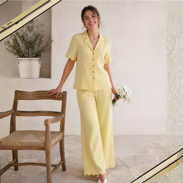 Women Yellow Cotton Night Suit Set