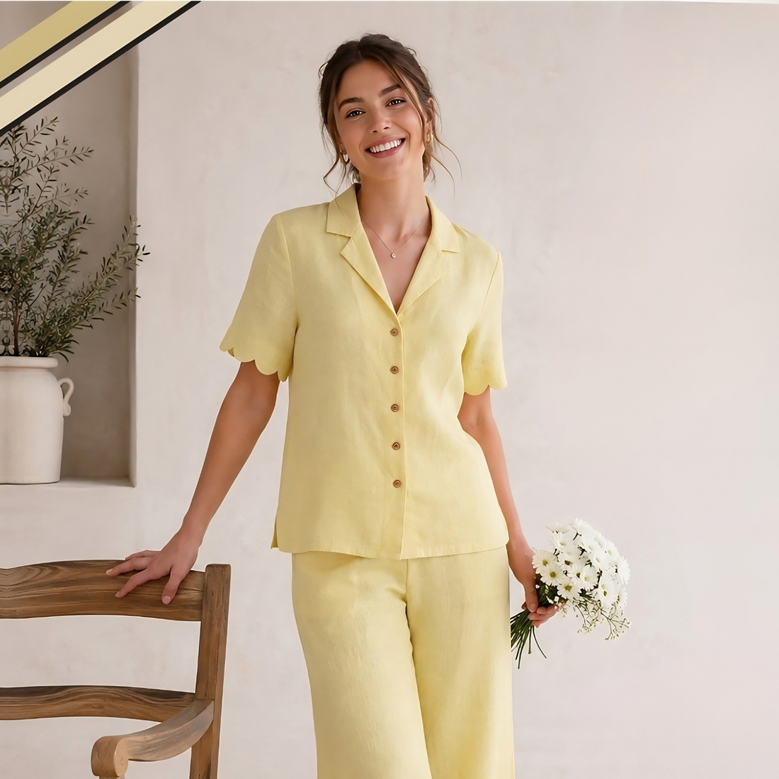 Women Yellow Cotton Night Suit Set