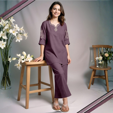 Women's Elegant Printed Night Suit Set