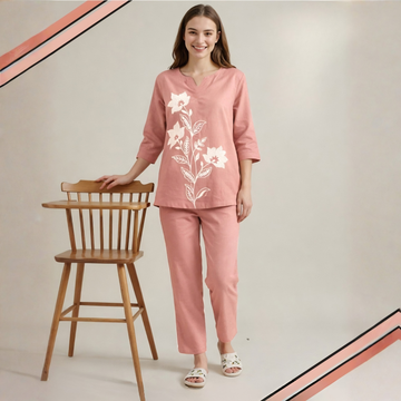 Women's Elegant Printed Night Suit Set