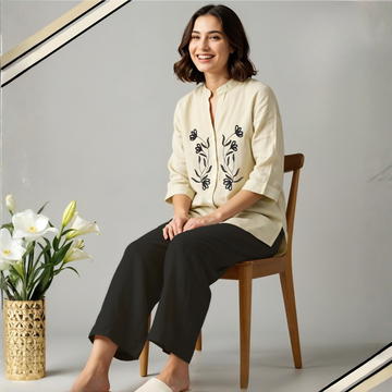 Women's Elegant Printed Night Suit Set