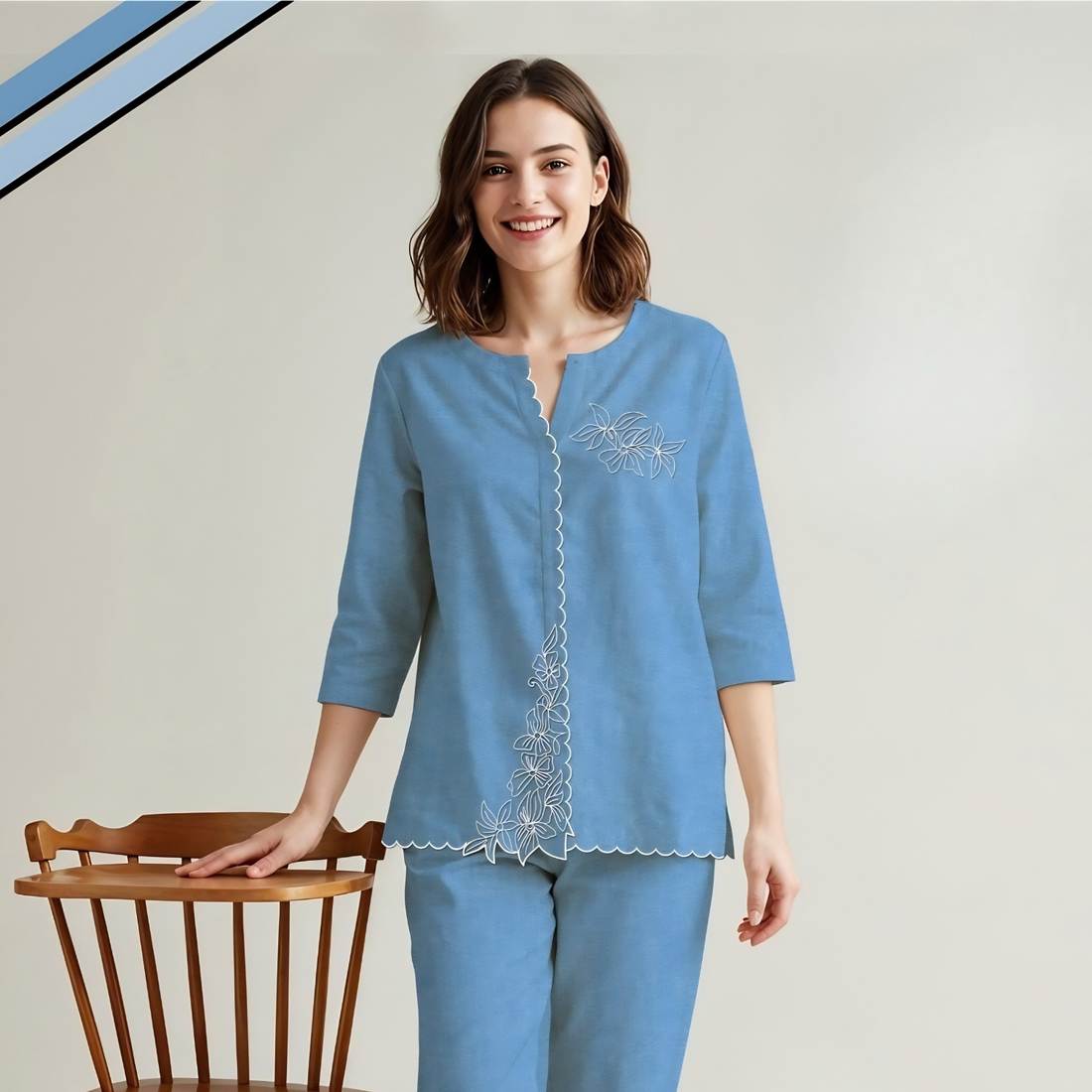 Trendy Blue Top & Pyjamas Night Suit For Woman