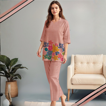 Women Soft Fabric Printed Night Suit Set
