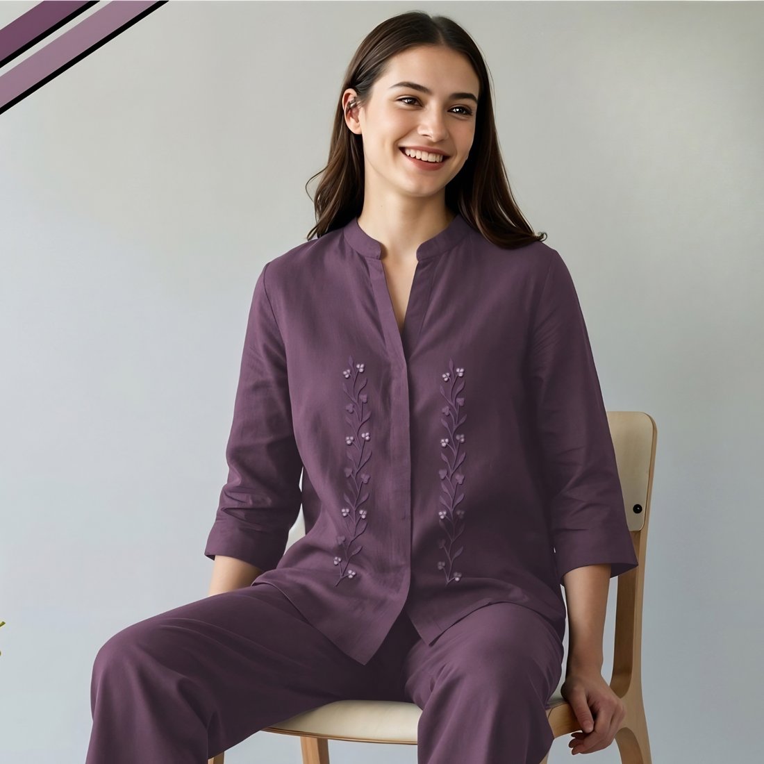Women's Elegant Printed Night Suit Set